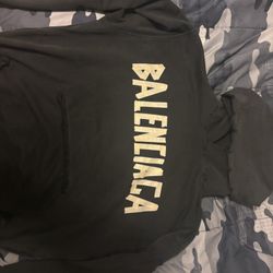 Balenciaga Ripped Pocket Hoodie 'Washed Black'