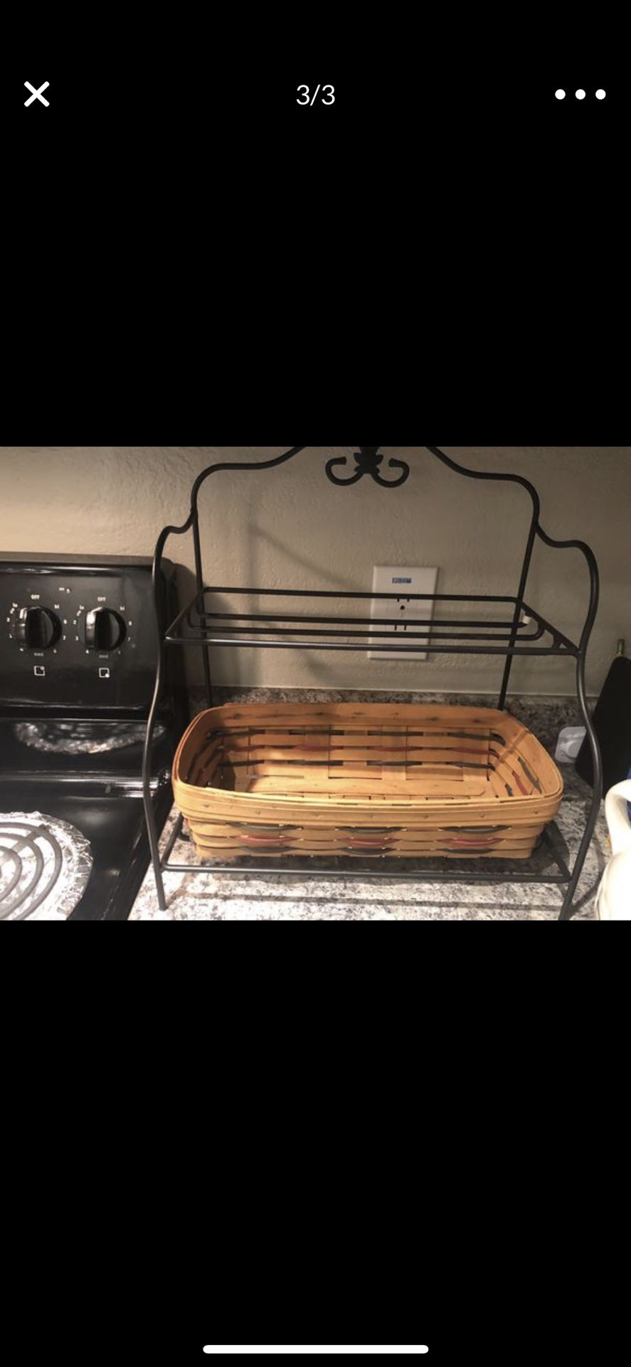 LONGABERGER SMALL COUNTER TOP BAKERS RACK W/ BREAD BASKET
