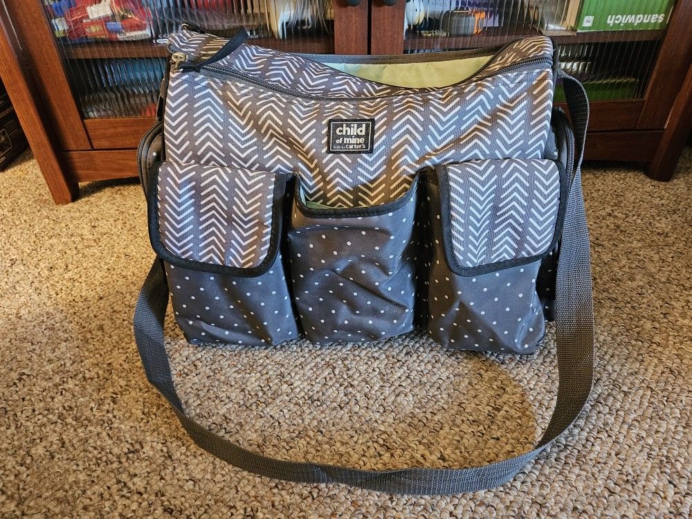 Carter's Child Of Mine White Grey Diaper Bag
