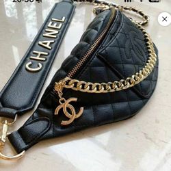 Black Quilted Belt Bag, Bump Bag, Crossbody Bag 