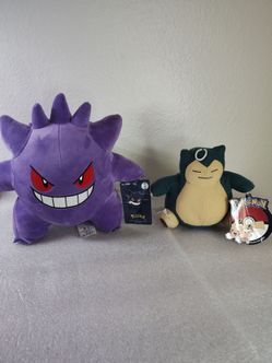 Gengar and mini Snorlax plush