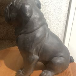 Polystone Distressed Sitting Bulldog Statue