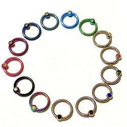 Captive Bead Ring Hoop 16g 8mm 5/16" Gem Lip Nose Ear 