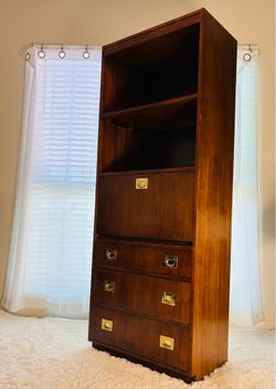 Drexel Campaign-Style Secretary Bookcase Armoire Drop Desk FREE DELIVERY