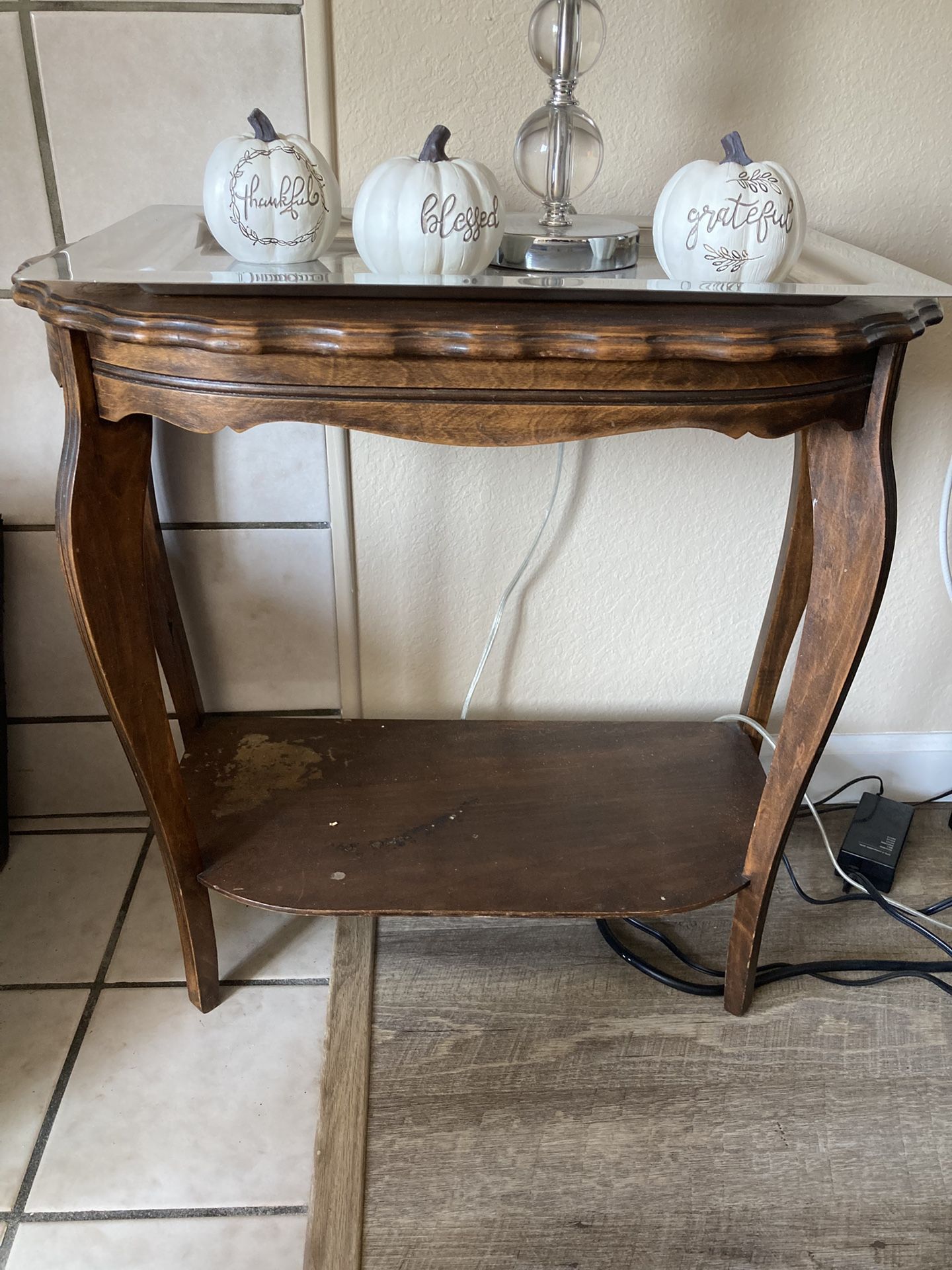 Vintage Wood Half-Moon Console Table