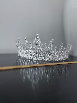 Silver Crystal Rhinestone Crown Tiara