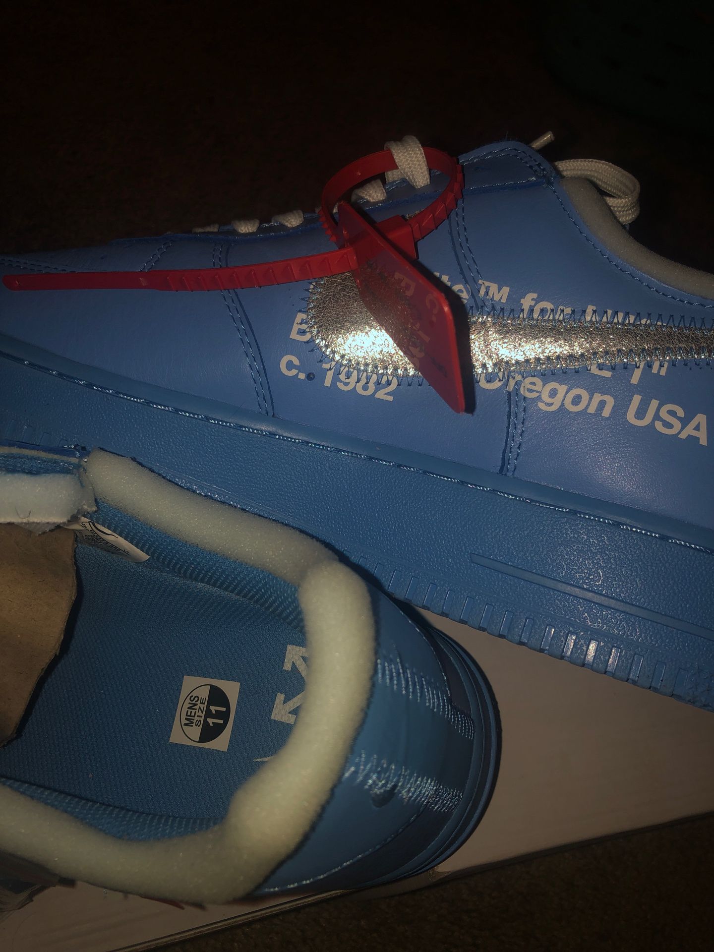 Off white Air Force 1s blue
