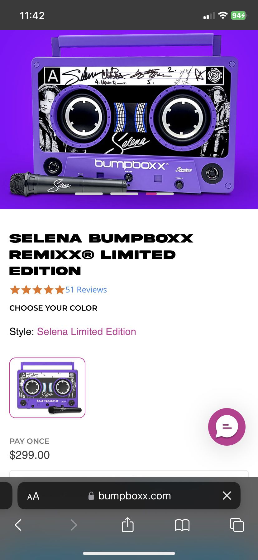 Selena Bumpboxx Bluetooth Speaker 