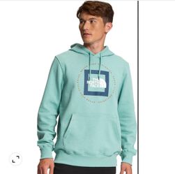 The North Face teal never stop exploring logo hooded sweatshirt L 