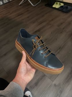 Clarks Collection Dark Navy Blue Leather Lace-Up Shoes Size 10 Men’s