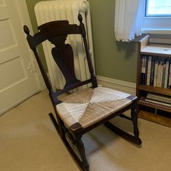 Small, but Not Child’s Size Rush Seat Rocking Chair