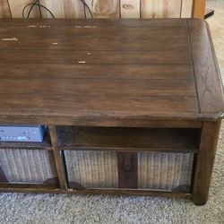 Table With Wicker Drawers 