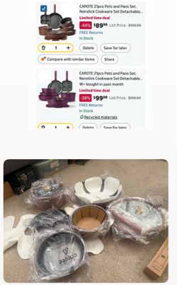 Pots and Pans Set, Nonstick Cookware Set Detachable Handle, Induction Kitchen Cookware Sets Non Stick with Removable Handle, RV Cookware Set, Oven Saf