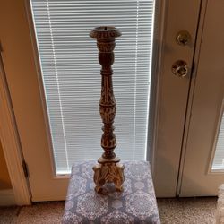 Tall Indian Natural Wood Candle Pillar