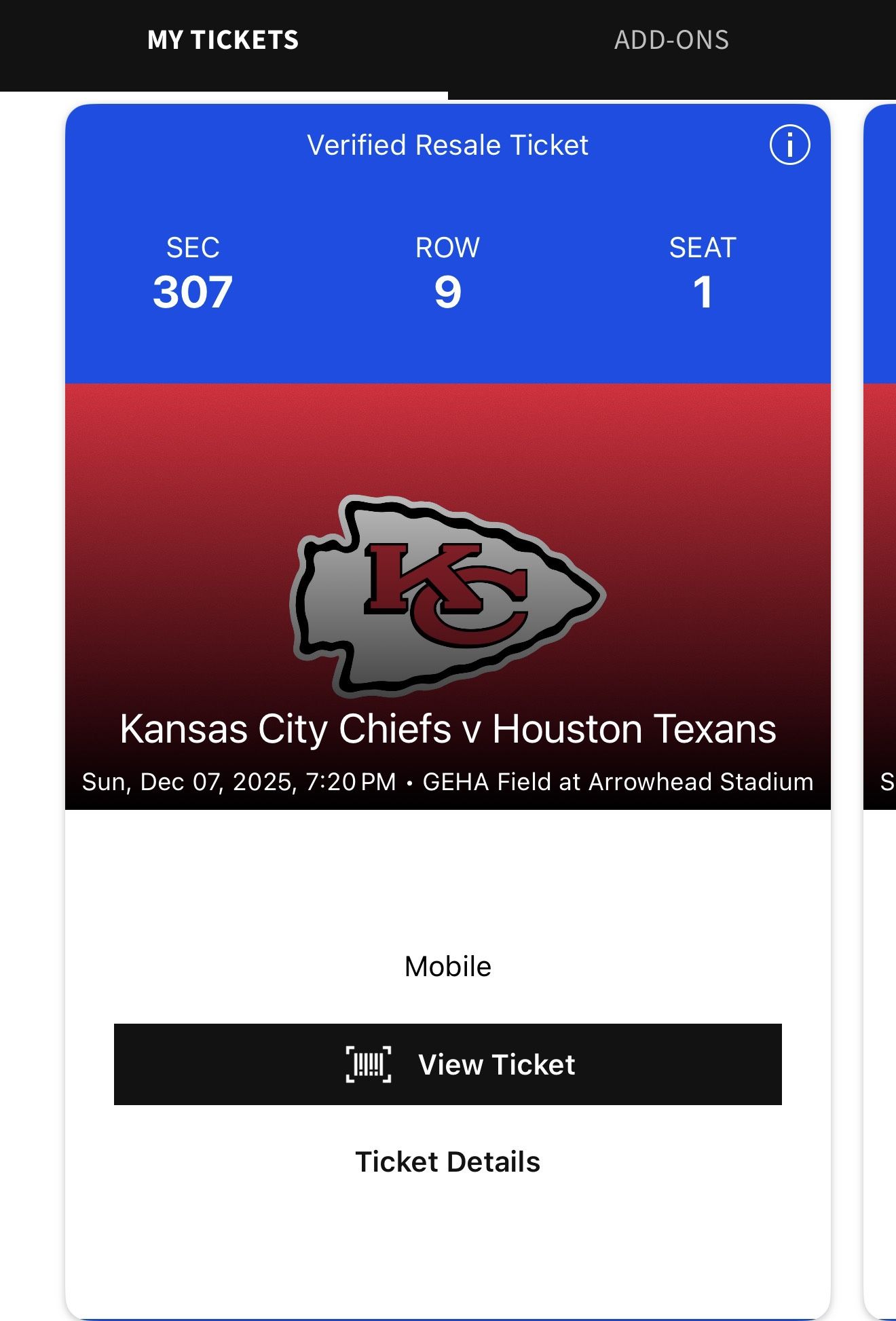 CHIEFS VS TEXANS TICKETS