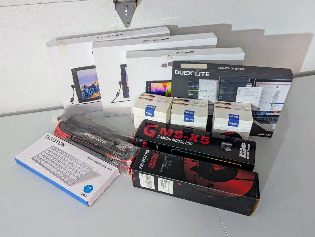 Computer Accessories Lot Portable Monitor Wireless Bluetooth Keyboard Mouse Pad