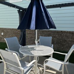 7 Piece White Metal Patio Table Set