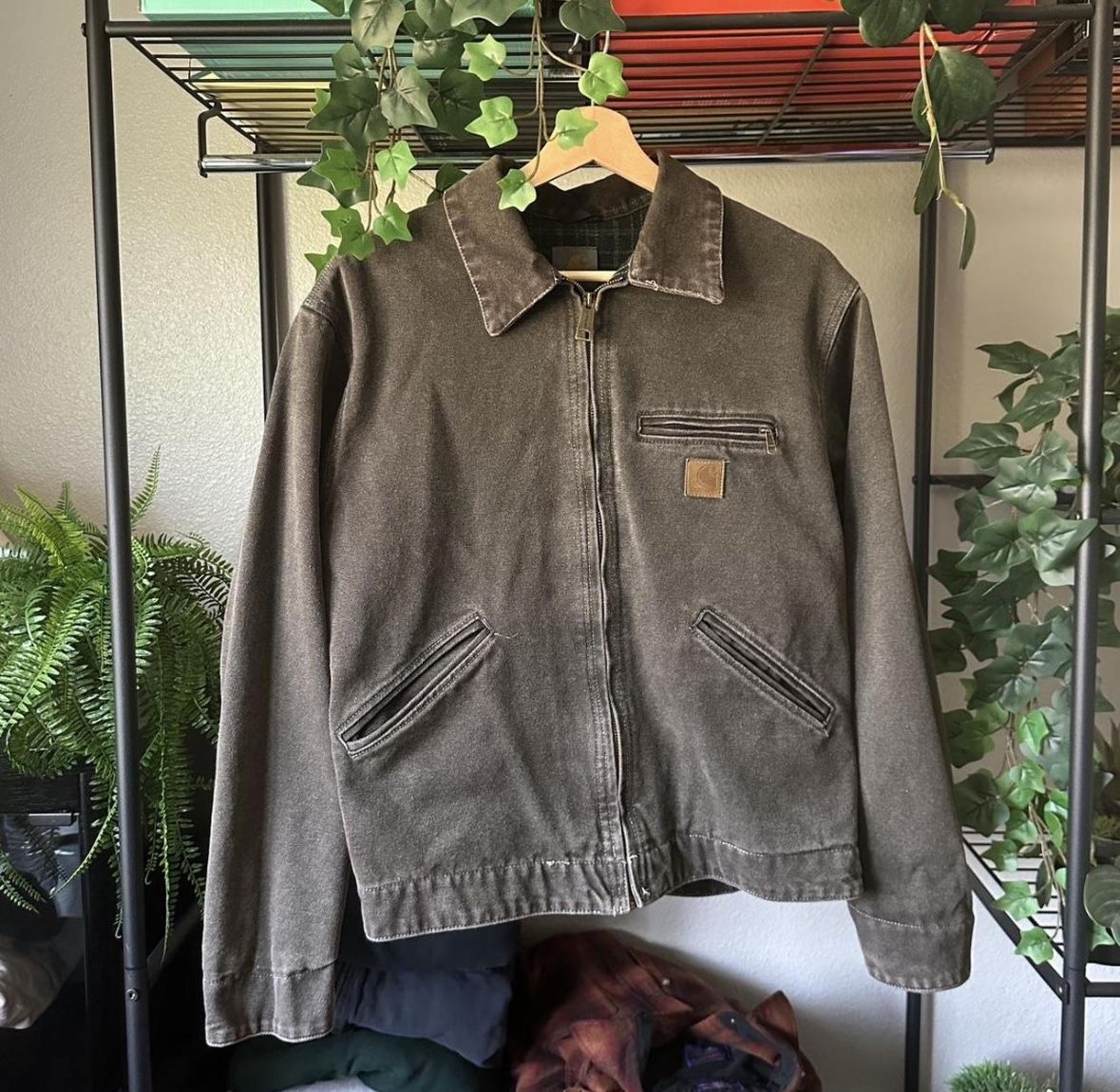Vintage Moss Green Carhartt Detroit Style Jacket (Men’s M)