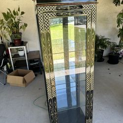 Black Lacquer Asian Curio Cabinet