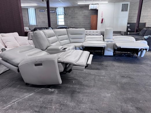 7-piece Leather Sectional, Power Reclining