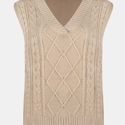NEW WITH TAGS CUPSHE Womens Warm Hugs V Neck Cable Knit Sweater Vest Size M