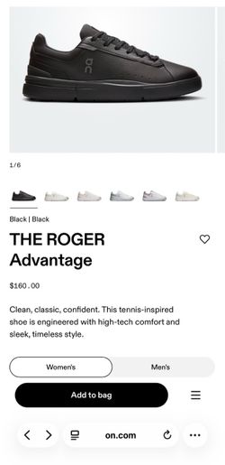 On THE ROGER Advantage Sneakers – Black Women’s size 9