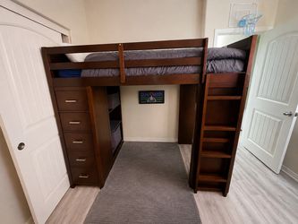 Full Loft Bed with Dresser and Shelving