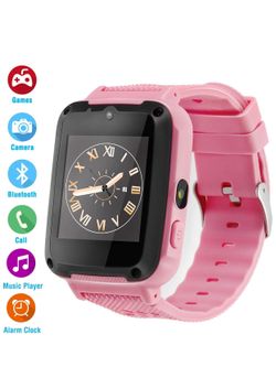 Kids Phone Smartwatch Games 1.54 inch Touch Screen Music Player Two-Way Call Camera Bluetooth (Pink)