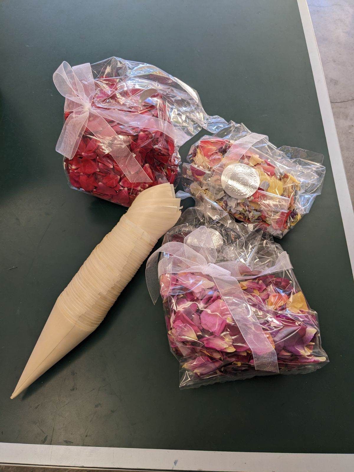 freeze dried petals + cones for wedding toss or decor