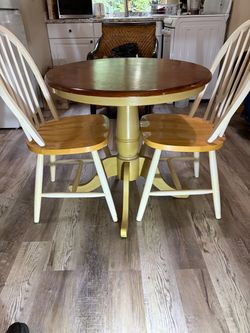 30” Wood Table & Two Chairs