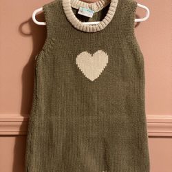 Du Pareil au même DPAM wool knit olive heart dress 4 years