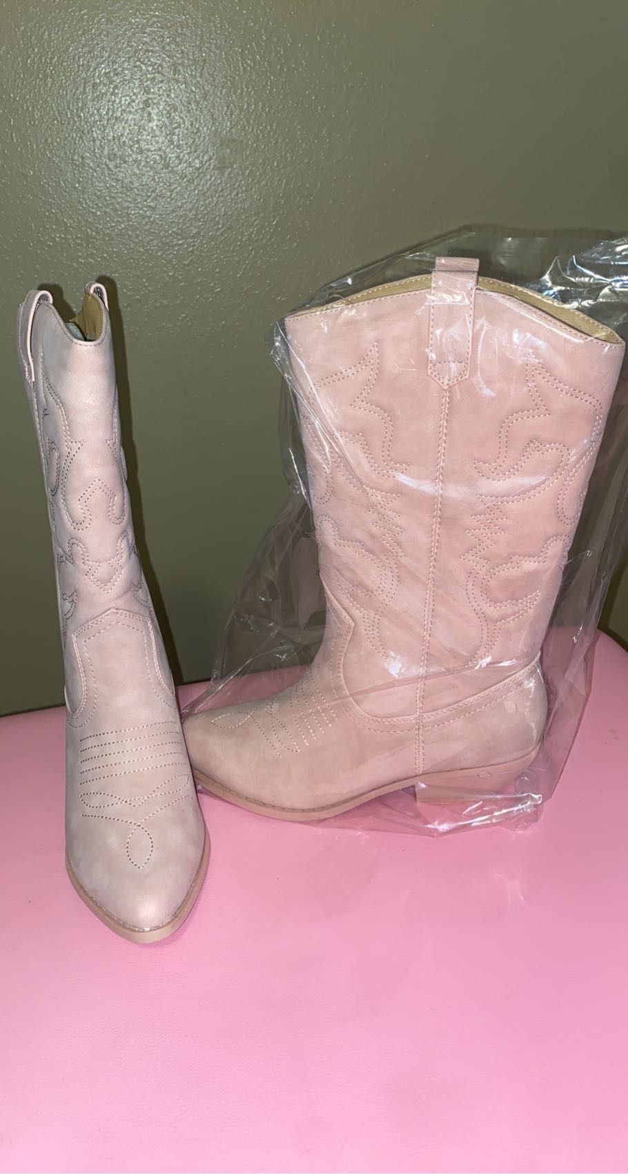 Nude Pink Cow Girl Boots