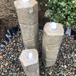 38” Triple Water Fountain Columns - Complete Kit