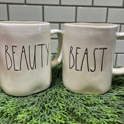 Rae Dunn Beauty Beast Mug set