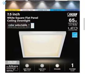 Feit Electric 7.5 in. Integrated LED 800 Lumens White Square Dimmable Flat Panel Flush Mount Ceiling