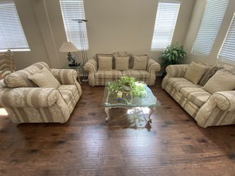 3 Pieces Fabric Sofa Set with Decorative Pillows (pick up only)