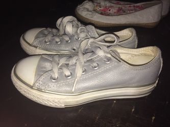 Kids converse silver leather