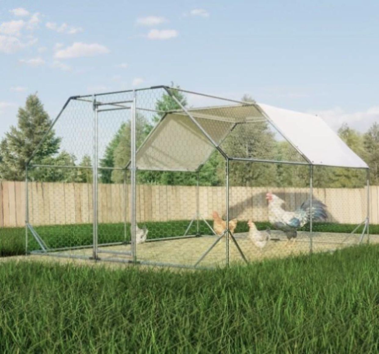 10 Ft. X 13 Ft. Galvanized Large Metal Walk In Chicken Coop Cage Farm Poultry Run Hutch hen house