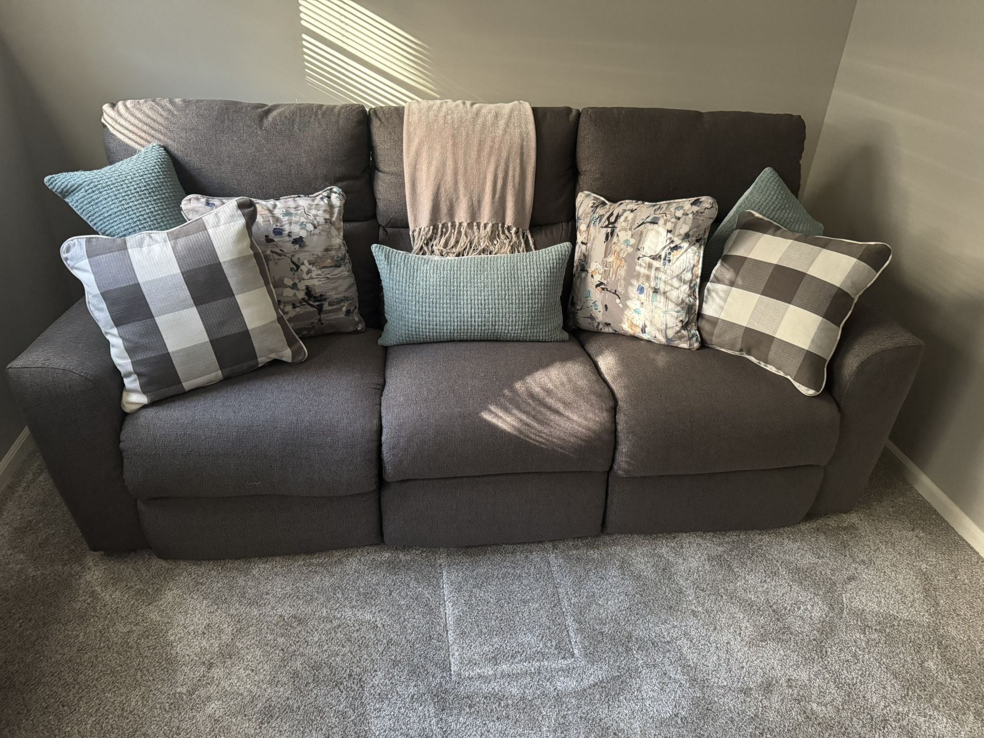 Charcoal grey recliner sofa