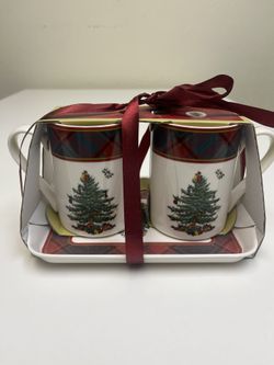 New Two Mugs And Tray Set