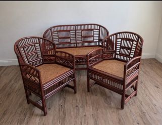 Brighton 2 chairs & settee, bamboo (rattan) cane