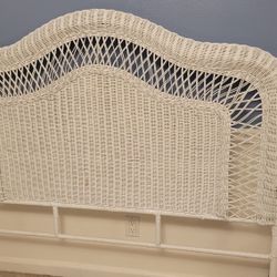 Queen White Wicker Headboard