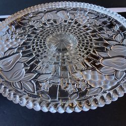 Beautiful Crystal Pedestal Cake Plate & Matching Chips & Dip Platter 