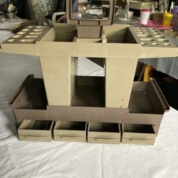 Tool Storage unit With Carry Handle,  4 Drawers,  Slots on Top, Many Compartments, Heavy Plastic 