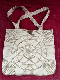 Handcrafted quilted silk tote