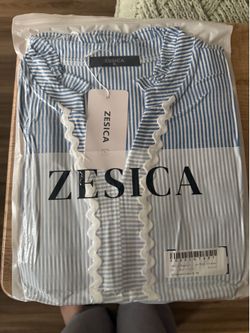 ZESICA Women’s Blue & White Striped Mini Dress XL – New with Tags