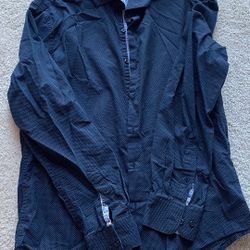 Denim & Flower Button Up Dress Shirt