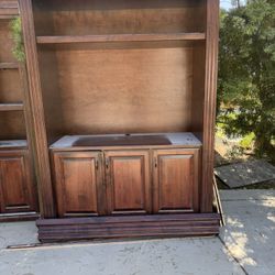 Wooden Shelf With Built In Tv Spot And Cabinets For Free