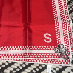 Red Scarf With Brooch 