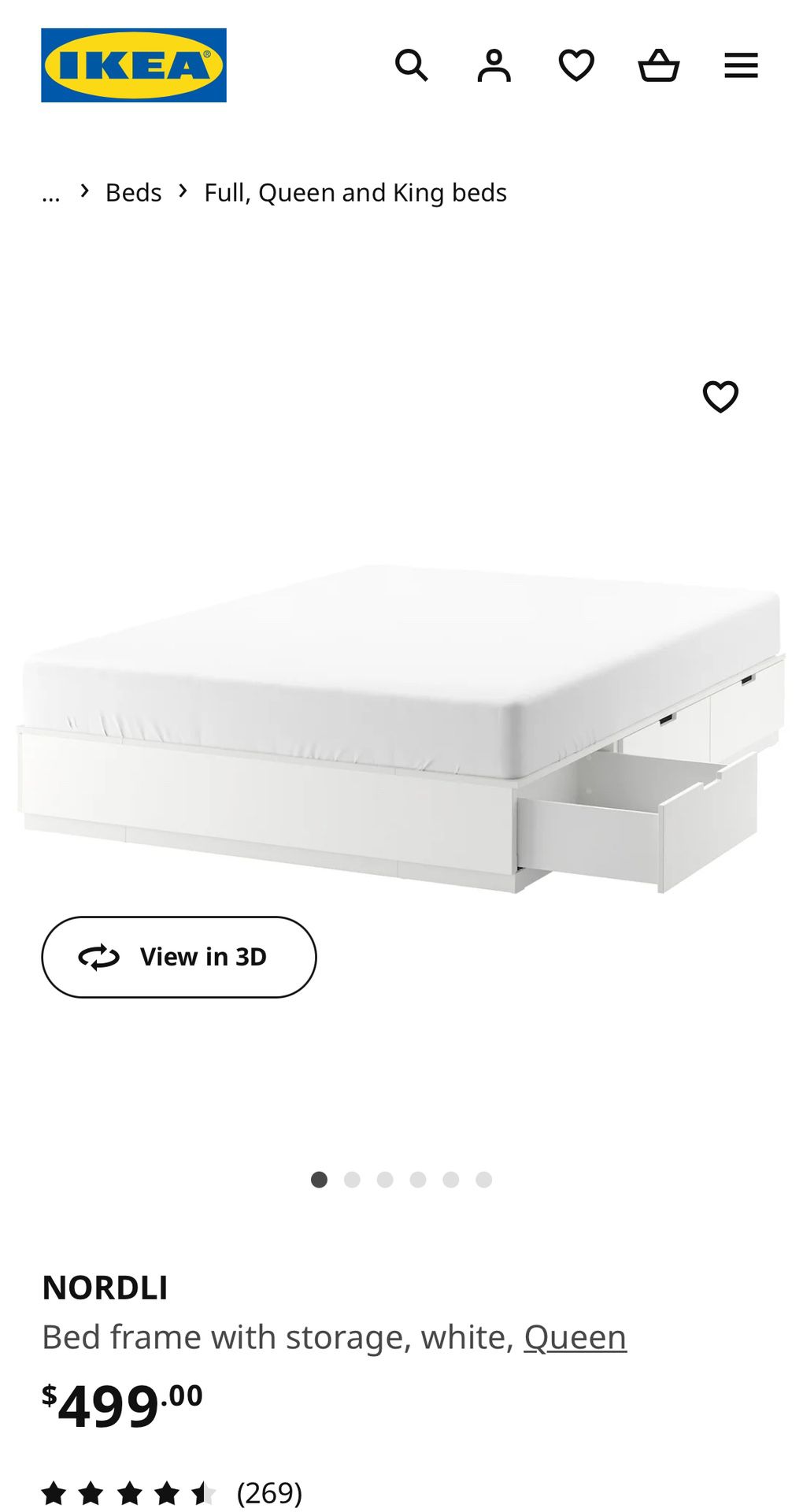 Ikea Queen Bedframe (6 Drawers)